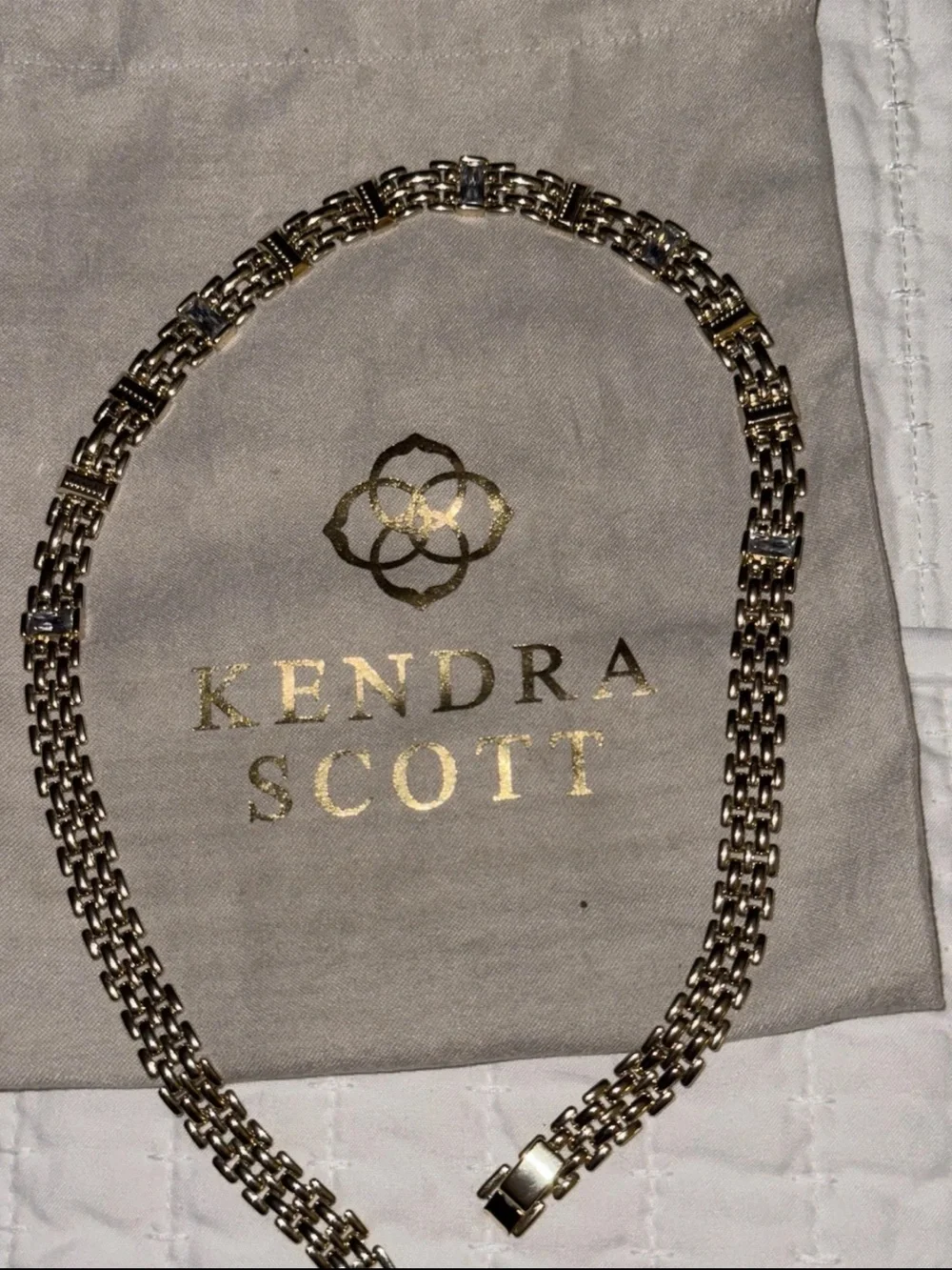 Kendra Scott Lesley Chain Necklace Gold 14k gold plated brass crystal MSRP $98